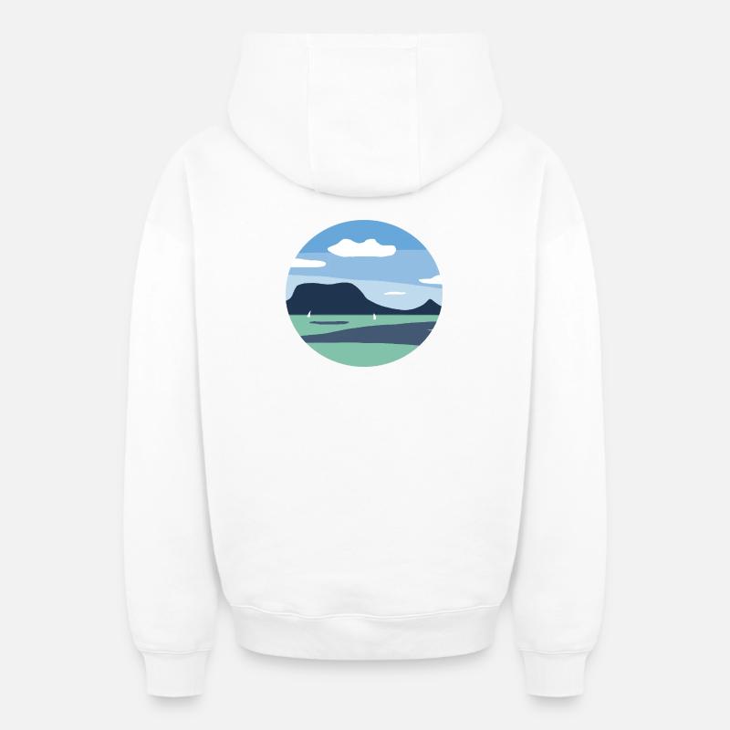 Art numérique du Balaton - Sweat à capuche unisexe zippé oversize épais SPREAD - blanc