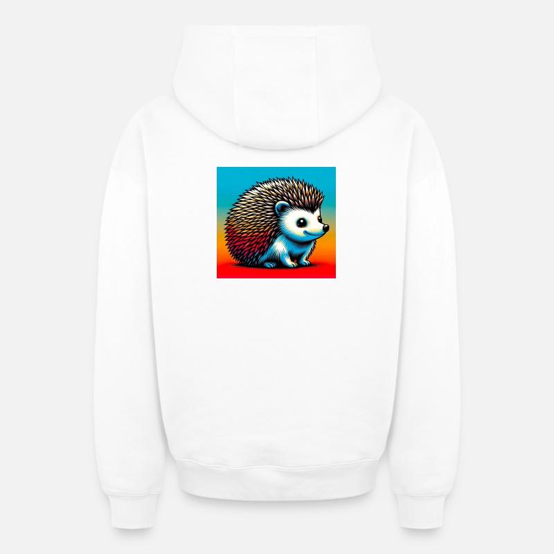 hérisson - Sweat à capuche unisexe zippé oversize épais SPREAD - blanc