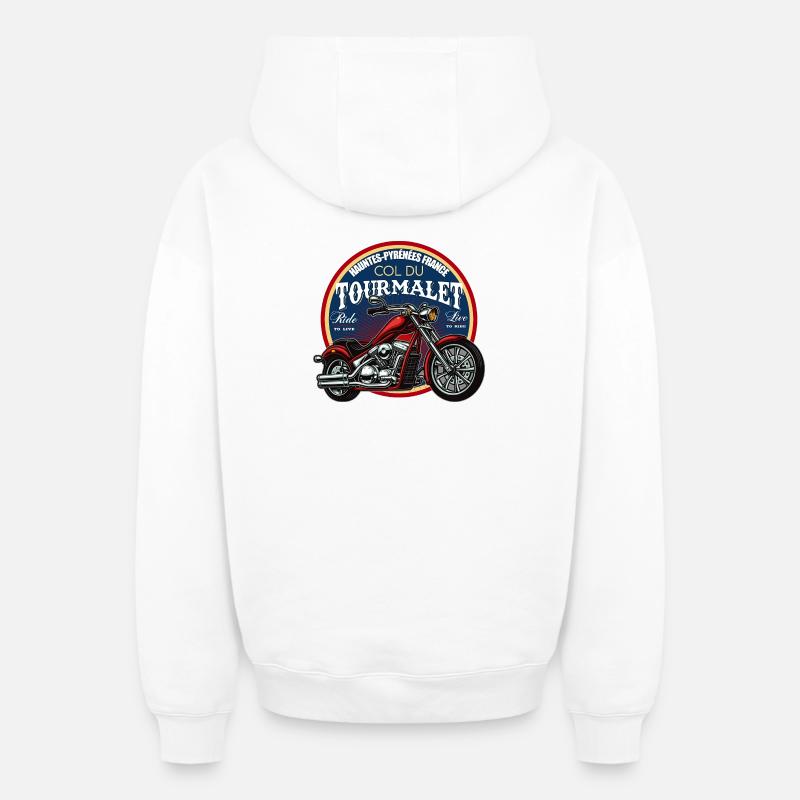 Badge VTT Tourmalet - Sweat à capuche unisexe zippé oversize épais SPREAD - blanc