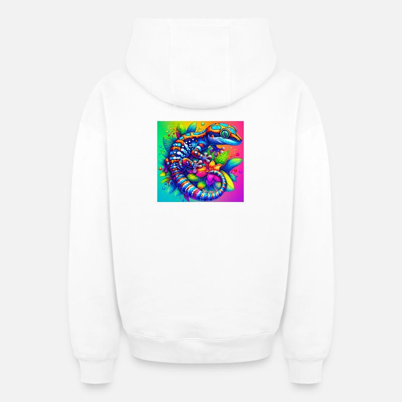 Gecko - Sweat à capuche unisexe zippé oversize épais SPREAD - blanc