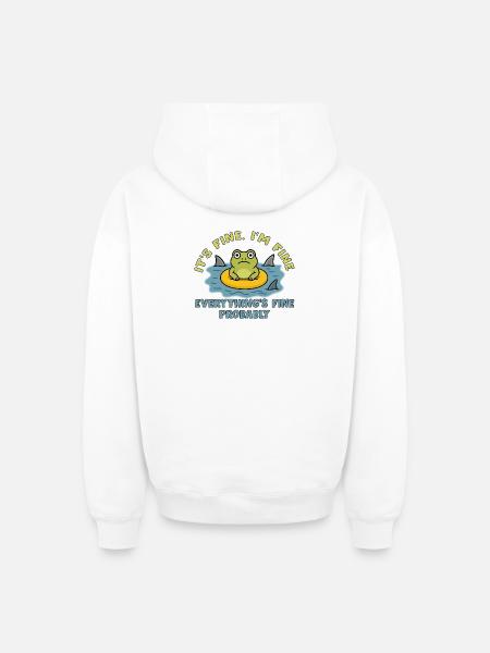 Humorous frog on swollen root - Oversized Heavyweight Unisex Zip Hoodie - white