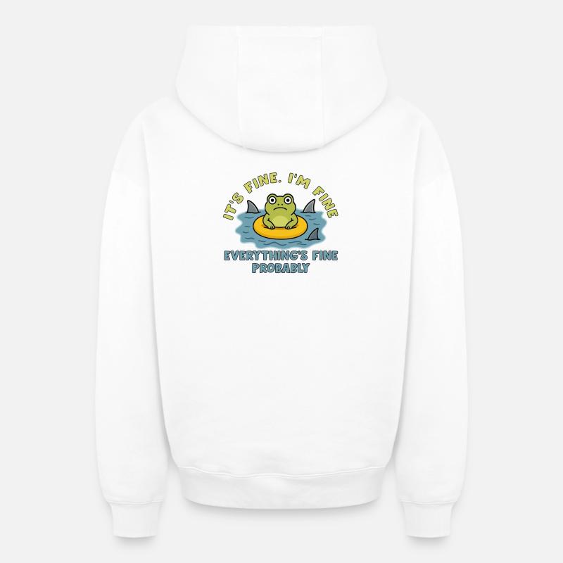 Humorous frog on swollen root - Oversized Heavyweight Unisex Zip Hoodie - white
