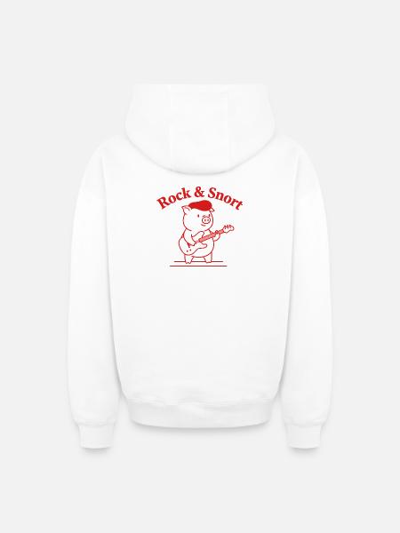 Rock & Snort Pig Guitar - Oversized Heavyweight Unisex Zip Hoodie - white