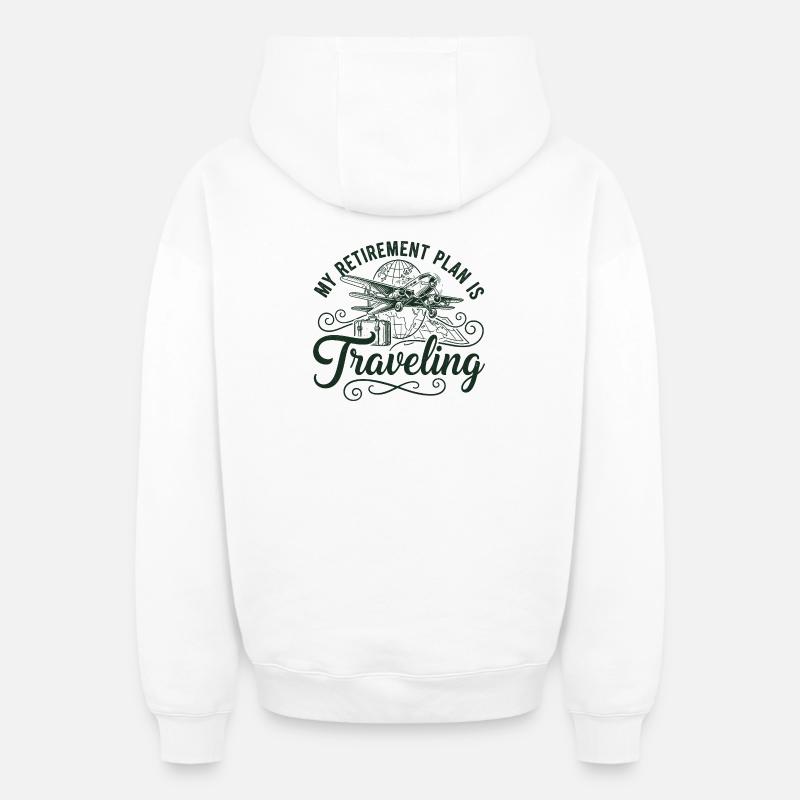Le plan de retraite voyage - Sweat à capuche unisexe zippé oversize épais SPREAD - blanc