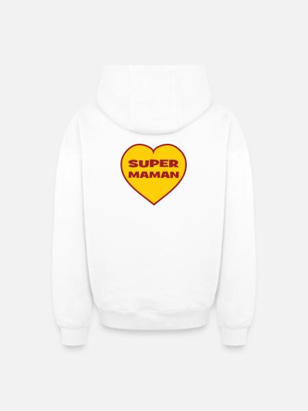 Super Mom - Mother's Day - Oversized Heavyweight Unisex Zip Hoodie - white