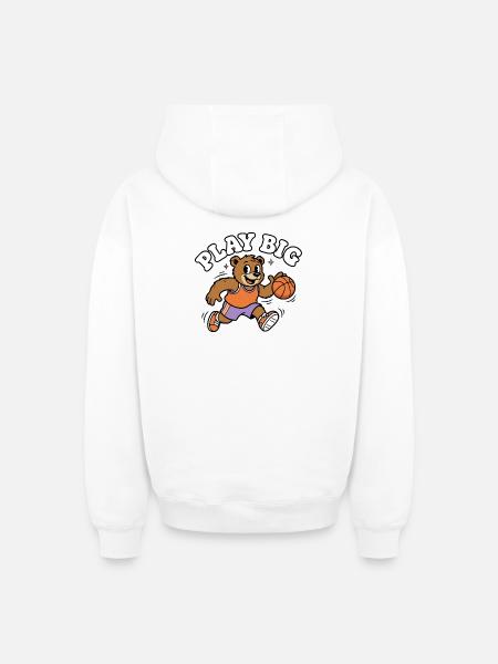 Play Big Bär Basketball - Oversized Heavyweight Unisex Zip Hoodie - Weiß