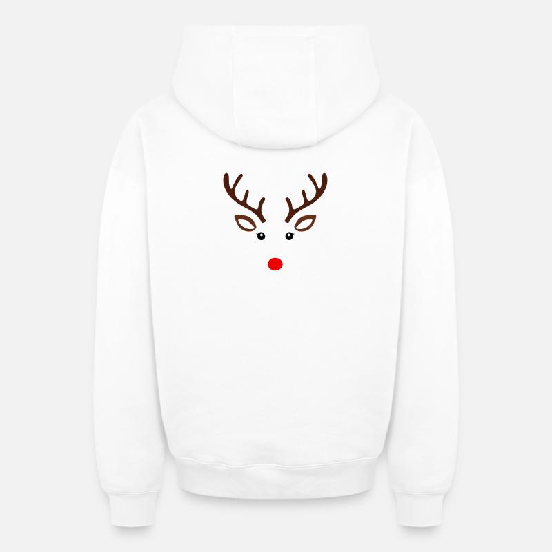 Visage minimal de renne - Sweat à capuche unisexe zippé oversize épais SPREAD - blanc