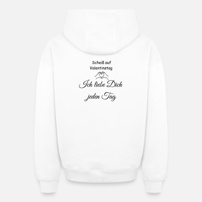 Fuck la Saint-Valentin - Sweat à capuche unisexe zippé oversize épais SPREAD - blanc