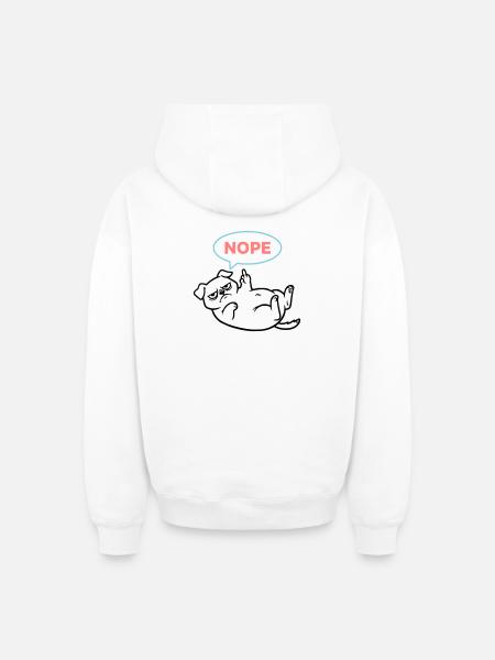 Mops Hund Comic Bunt Outline - Oversized Heavyweight Unisex Zip Hoodie - Weiß