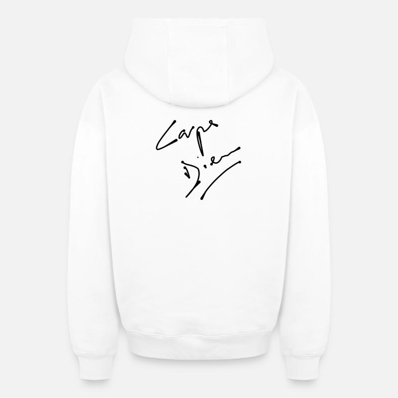 Carpe Diem - Sweat à capuche unisexe zippé oversize épais SPREAD - blanc