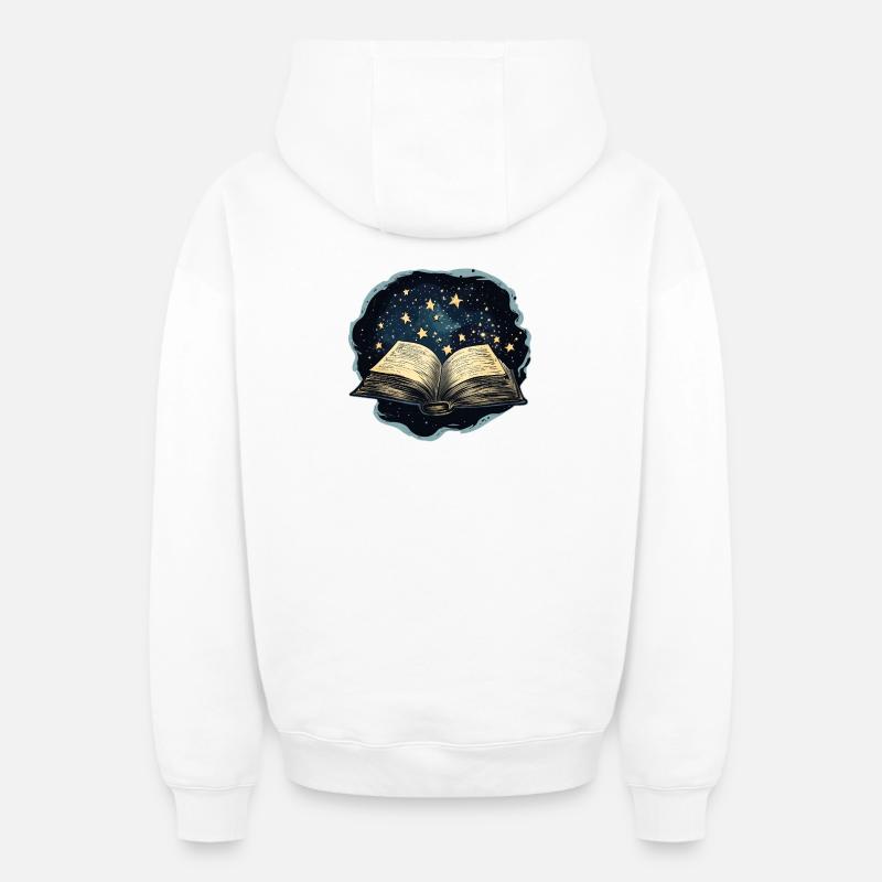 Livre avec des étoiles - Sweat à capuche unisexe zippé oversize épais SPREAD - blanc