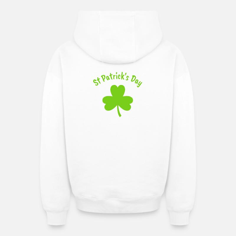 Saint-Patrick - Sweat à capuche unisexe zippé oversize épais SPREAD - blanc
