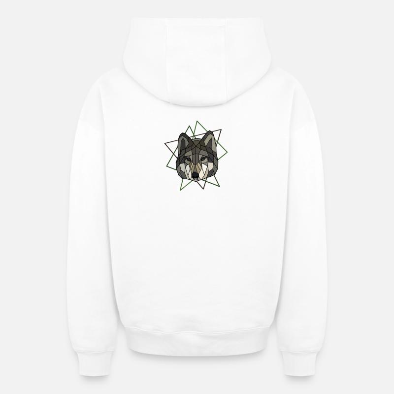 Wolf - Sweat à capuche unisexe zippé oversize épais SPREAD - blanc