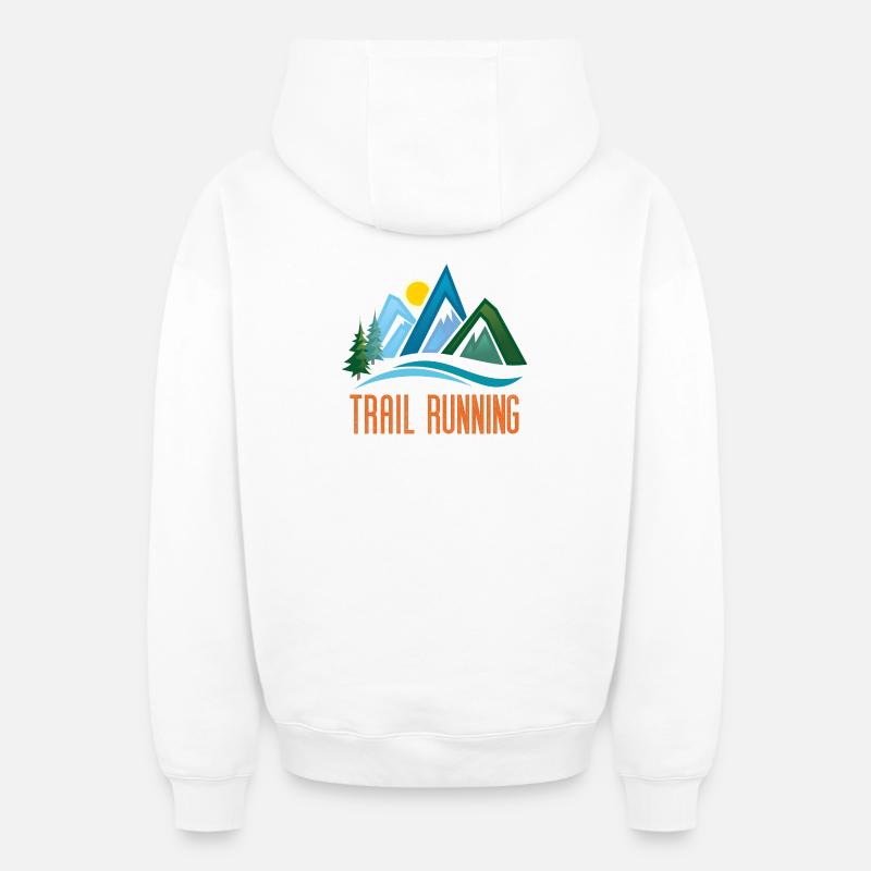 Trail Running - Sweat à capuche unisexe zippé oversize épais SPREAD - blanc