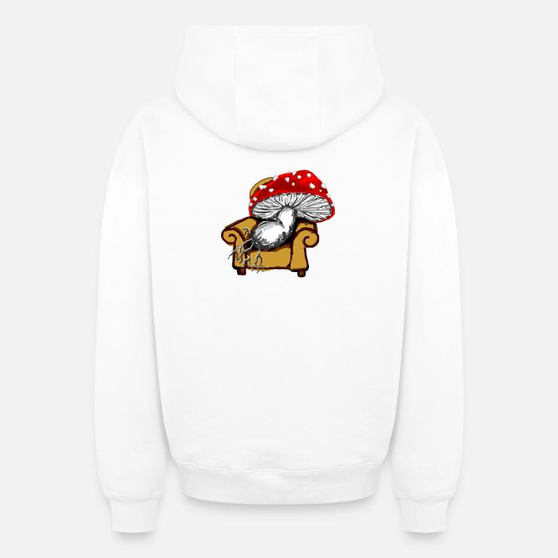 champignon - Sweat à capuche unisexe zippé oversize épais SPREAD - blanc