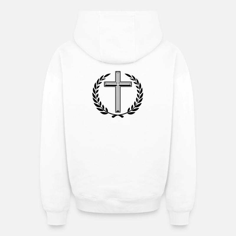 Couronne de laurier croisée - Sweat à capuche unisexe zippé oversize épais SPREAD - blanc