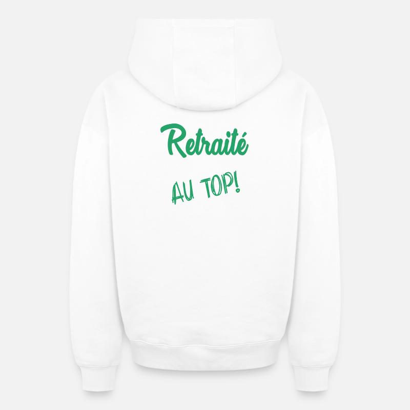 RETRAITE. RETRAITE. RETRAITEE - Sweat à capuche unisexe zippé oversize épais SPREAD - blanc