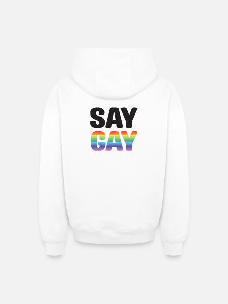 LGBT Pride Month - Say Gay - Oversized Heavyweight Unisex Zip Hoodie - white