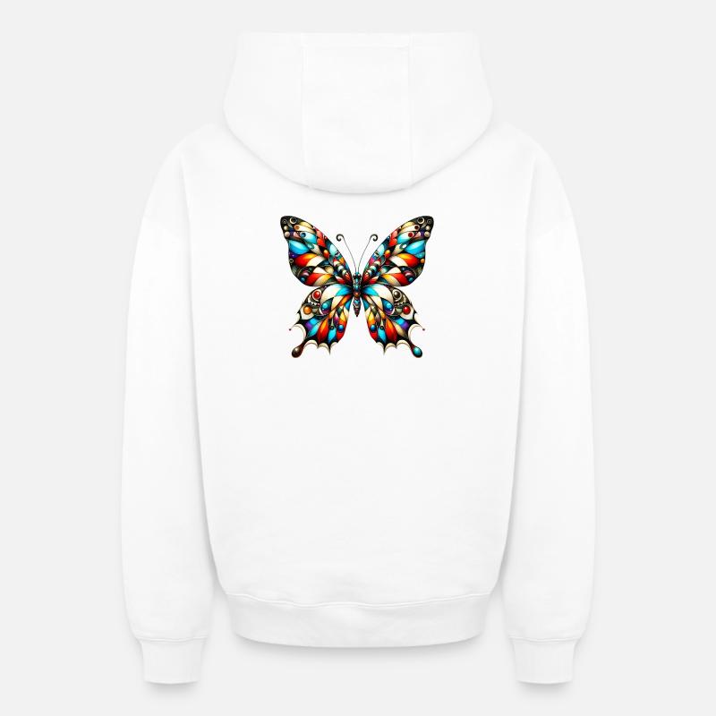Papillon - Sweat à capuche unisexe zippé oversize épais SPREAD - blanc