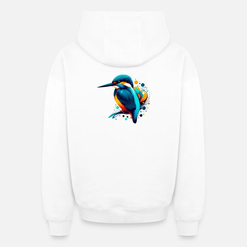 Martin-pêcheur - Sweat à capuche unisexe zippé oversize épais SPREAD - blanc