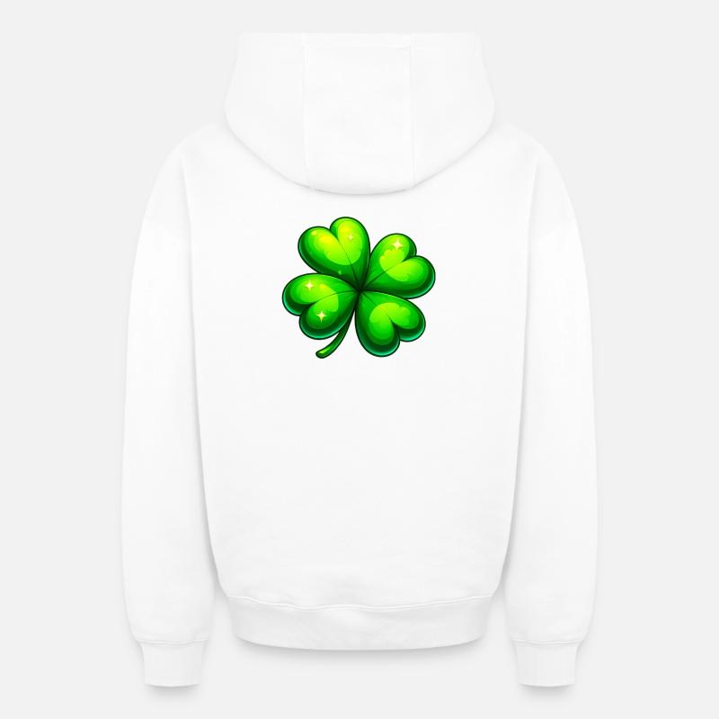 Trèfle à quatre feuilles - Sweat à capuche unisexe zippé oversize épais SPREAD - blanc