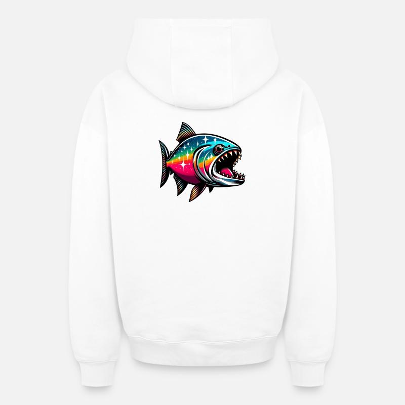 Piranha - Sweat à capuche unisexe zippé oversize épais SPREAD - blanc