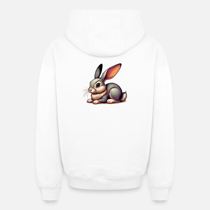 Lapin - Sweat à capuche unisexe zippé oversize épais SPREAD - blanc