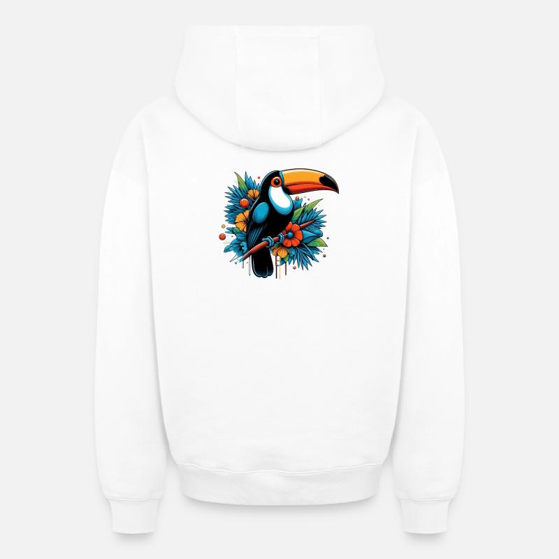 Toucan - Sweat à capuche unisexe zippé oversize épais SPREAD - blanc