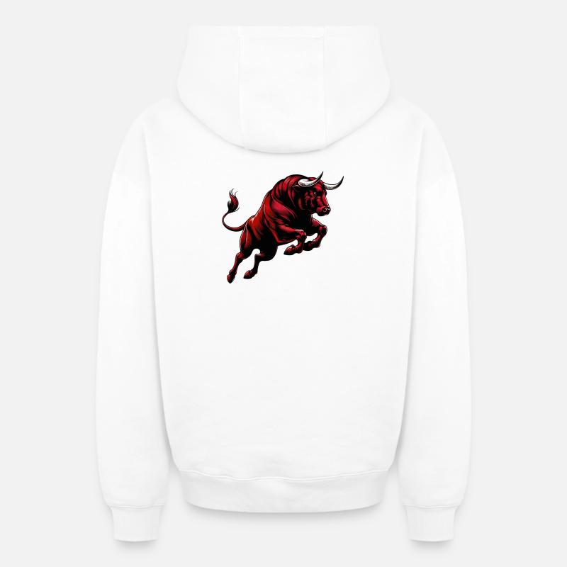 Taureau - Sweat à capuche unisexe zippé oversize épais SPREAD - blanc