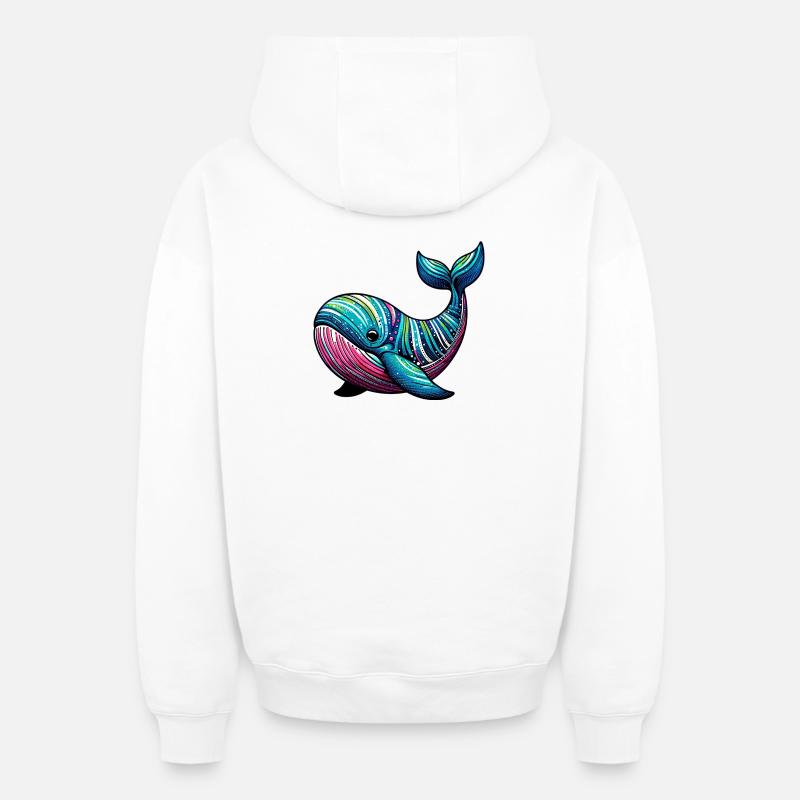 Baleine - Sweat à capuche unisexe zippé oversize épais SPREAD - blanc