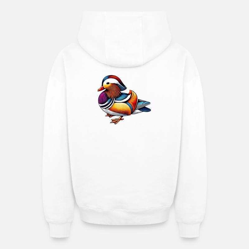 Canard mandarin - Sweat à capuche unisexe zippé oversize épais SPREAD - blanc