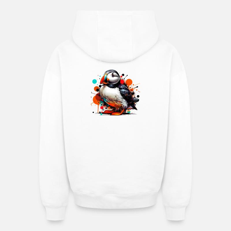 Macareux - Sweat à capuche unisexe zippé oversize épais SPREAD - blanc