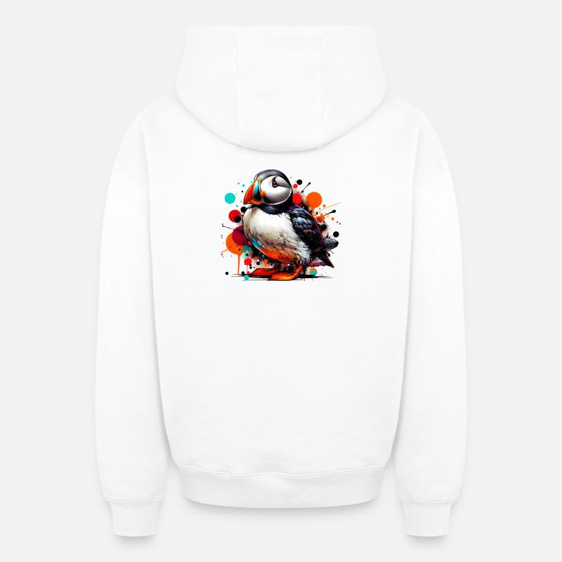 Macareux - Sweat à capuche unisexe zippé oversize épais SPREAD - blanc