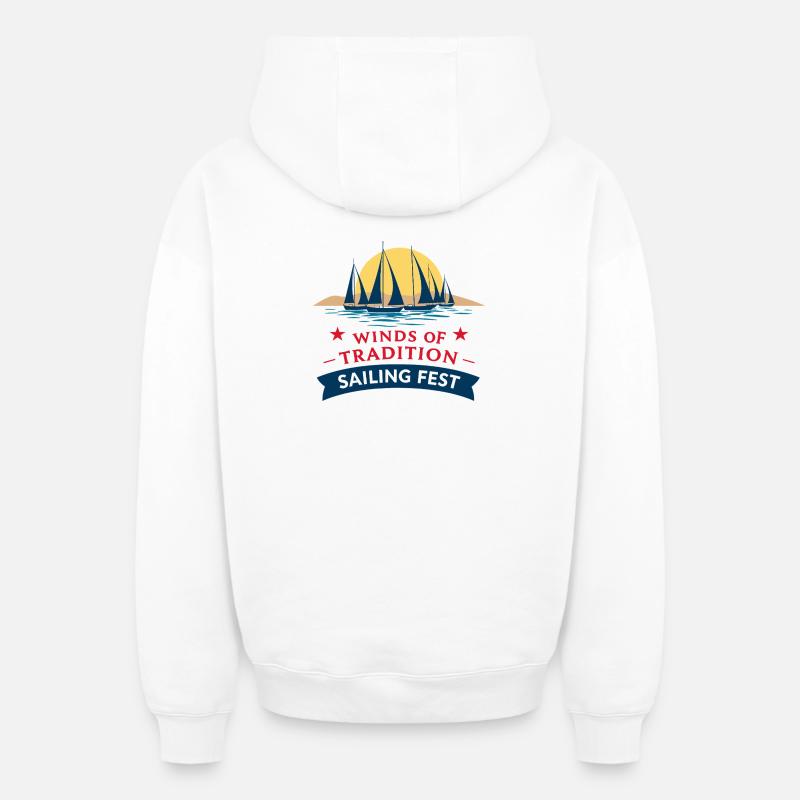Sail Fest - Sweat à capuche unisexe zippé oversize épais SPREAD - blanc
