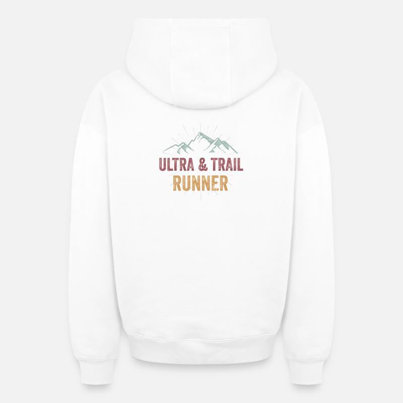 Ultra & Trail Runner - Sweat à capuche unisexe zippé oversize épais SPREAD - blanc