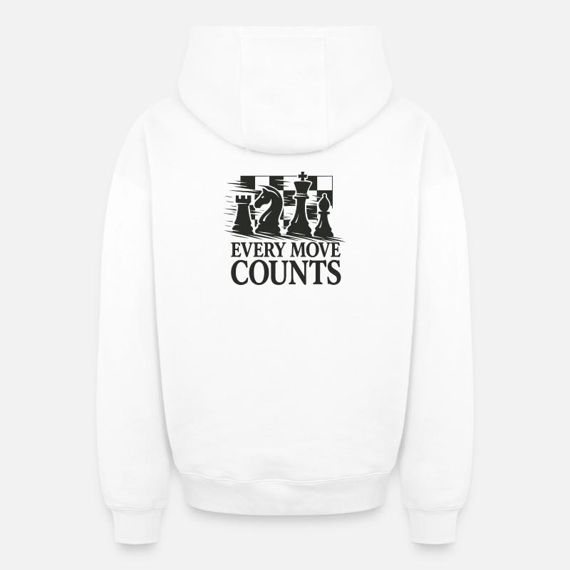 Œuvres d’art stratégiques d’échecs - Sweat à capuche unisexe zippé oversize épais SPREAD - blanc
