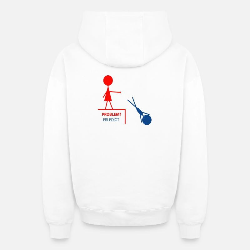 Funny saying – problem? Done! - Oversized Heavyweight Unisex Zip Hoodie - white