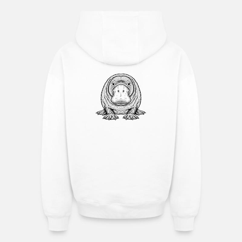 Ornithorynque - Sweat à capuche unisexe zippé oversize épais SPREAD - blanc