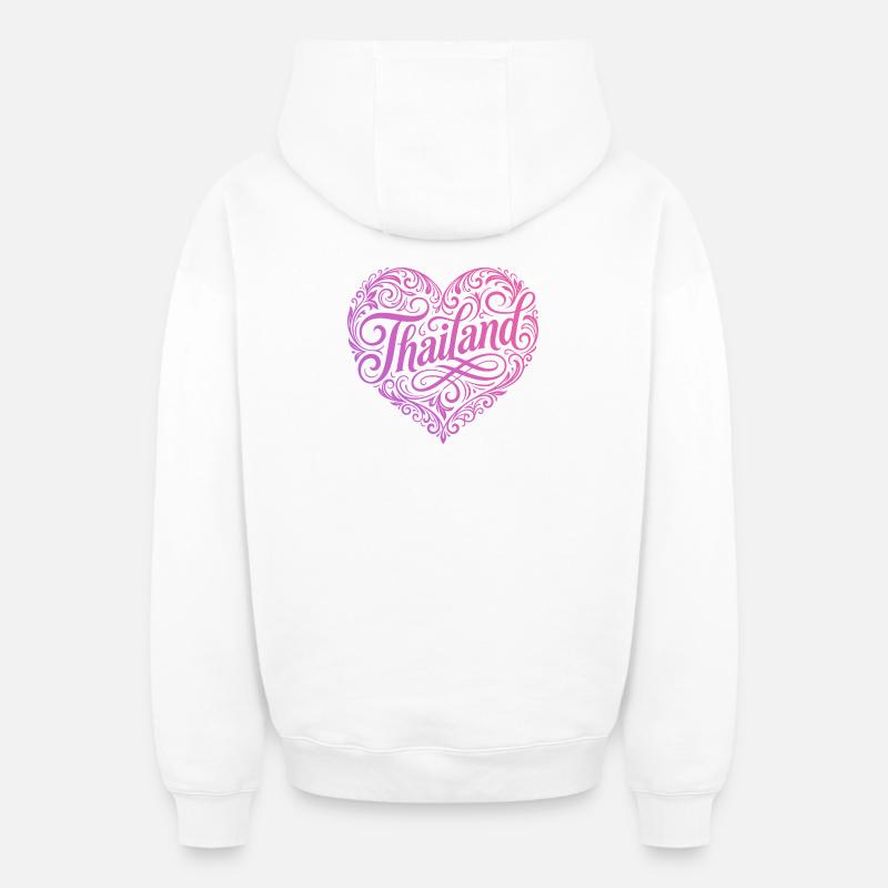 Vacances du cœur en Thaïlande - Sweat à capuche unisexe zippé oversize épais SPREAD - blanc