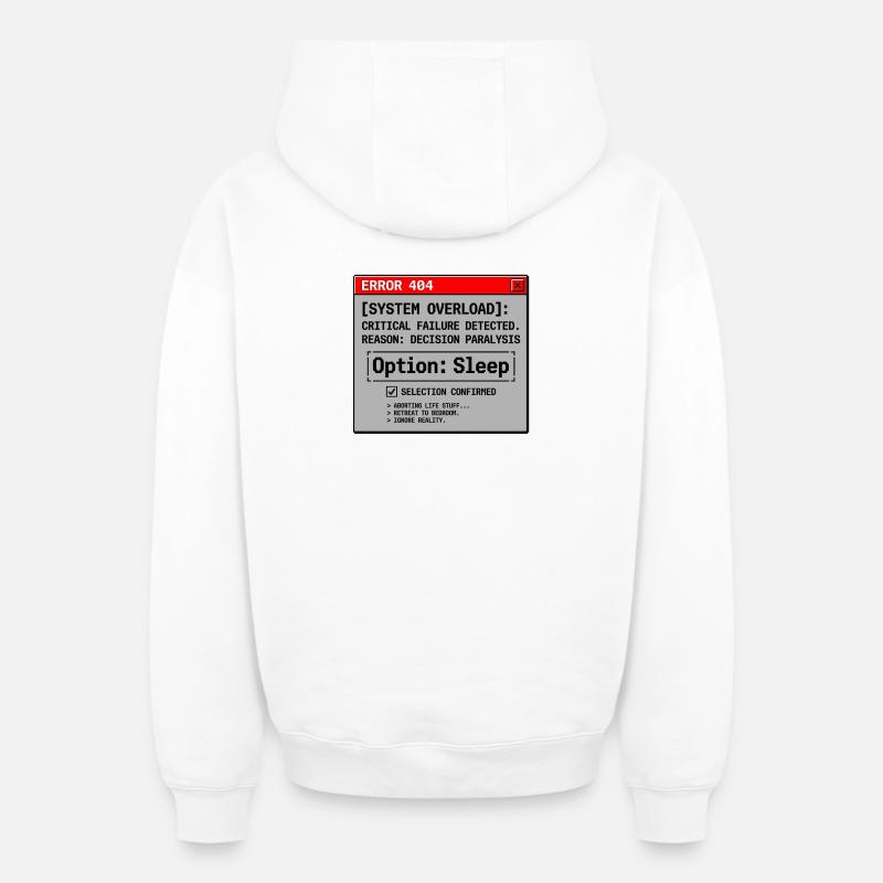 System Error Need Sleep - Oversized Heavyweight Unisex Zip Hoodie - Weiß