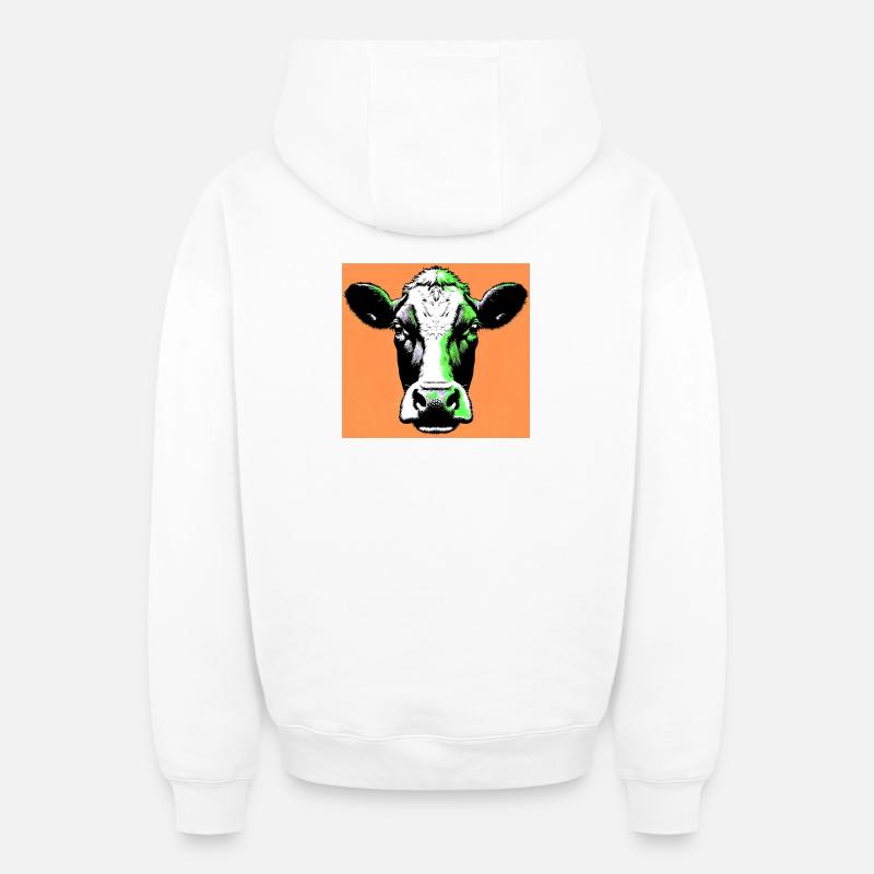 vache - Sweat à capuche unisexe zippé oversize épais SPREAD - blanc