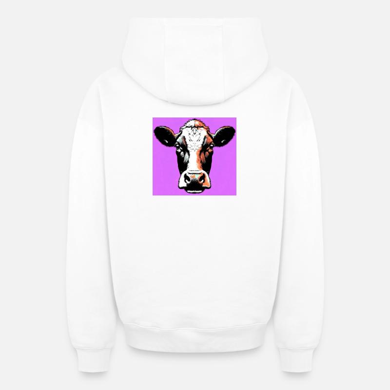 vache - Sweat à capuche unisexe zippé oversize épais SPREAD - blanc