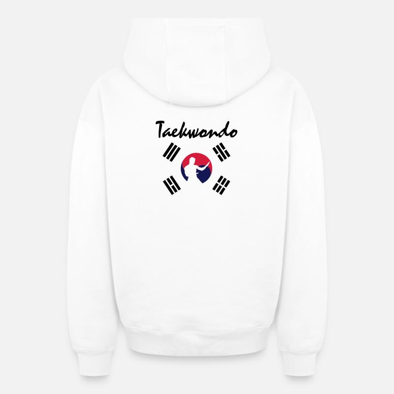 taekwondo_5 - Sweat à capuche unisexe zippé oversize épais SPREAD - blanc