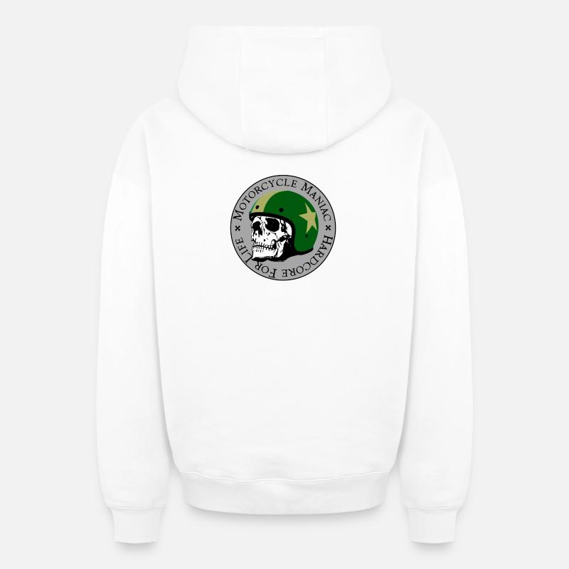 Moto Maniac - Sweat à capuche unisexe zippé oversize épais SPREAD - blanc