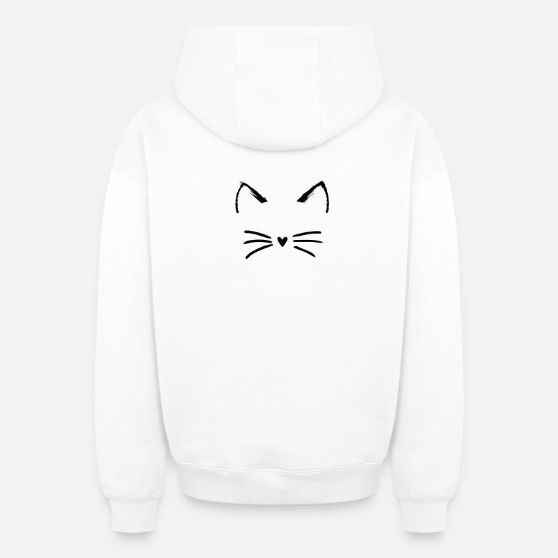 Chat - Sweat à capuche unisexe zippé oversize épais SPREAD - blanc