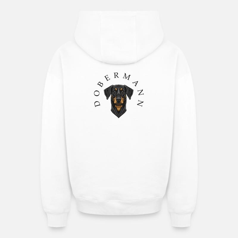 Dobermann - Sweat à capuche unisexe zippé oversize épais SPREAD - blanc