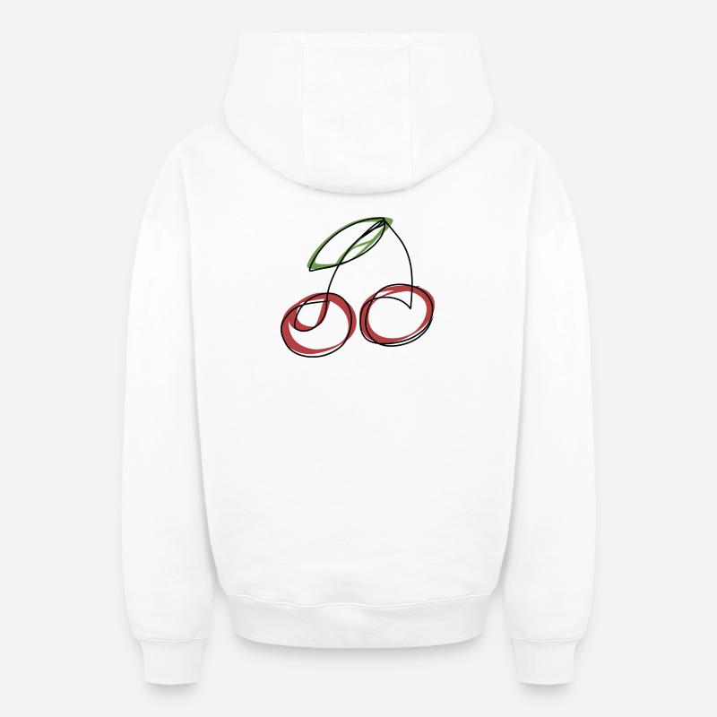 Lineart Kirsche - Sweat à capuche unisexe zippé oversize épais SPREAD - blanc