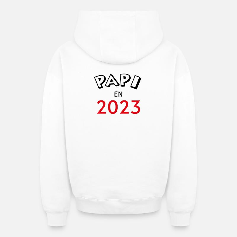 Papi en 2023 - Sweat à capuche unisexe zippé oversize épais SPREAD - blanc