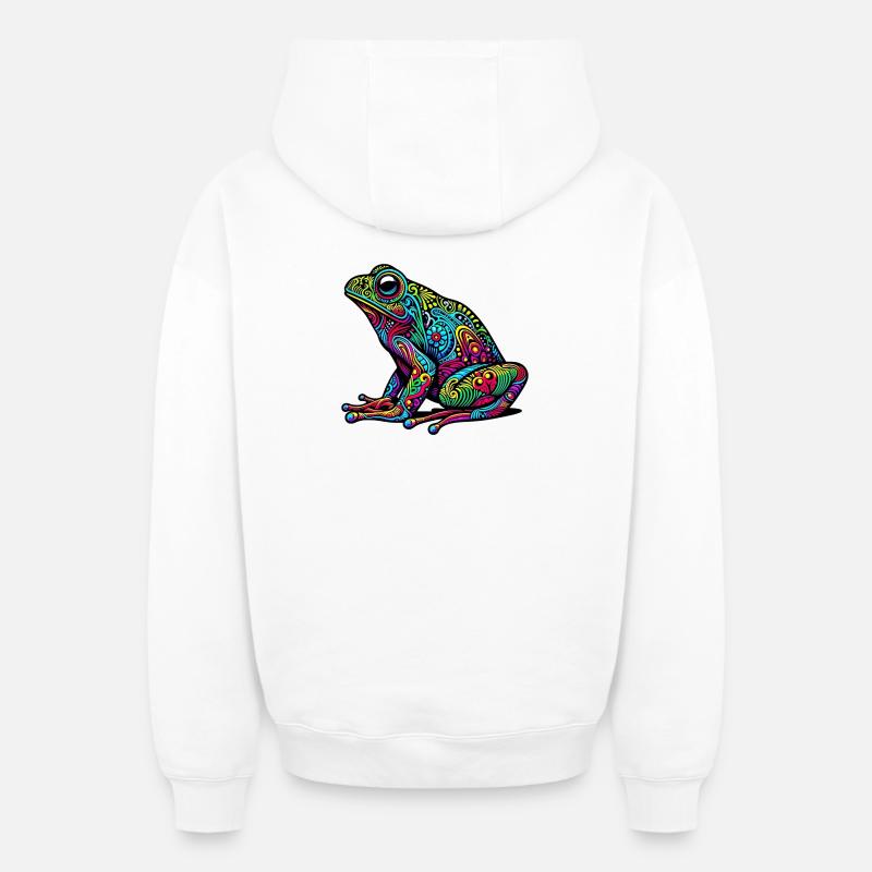 Grenouille - Sweat à capuche unisexe zippé oversize épais SPREAD - blanc