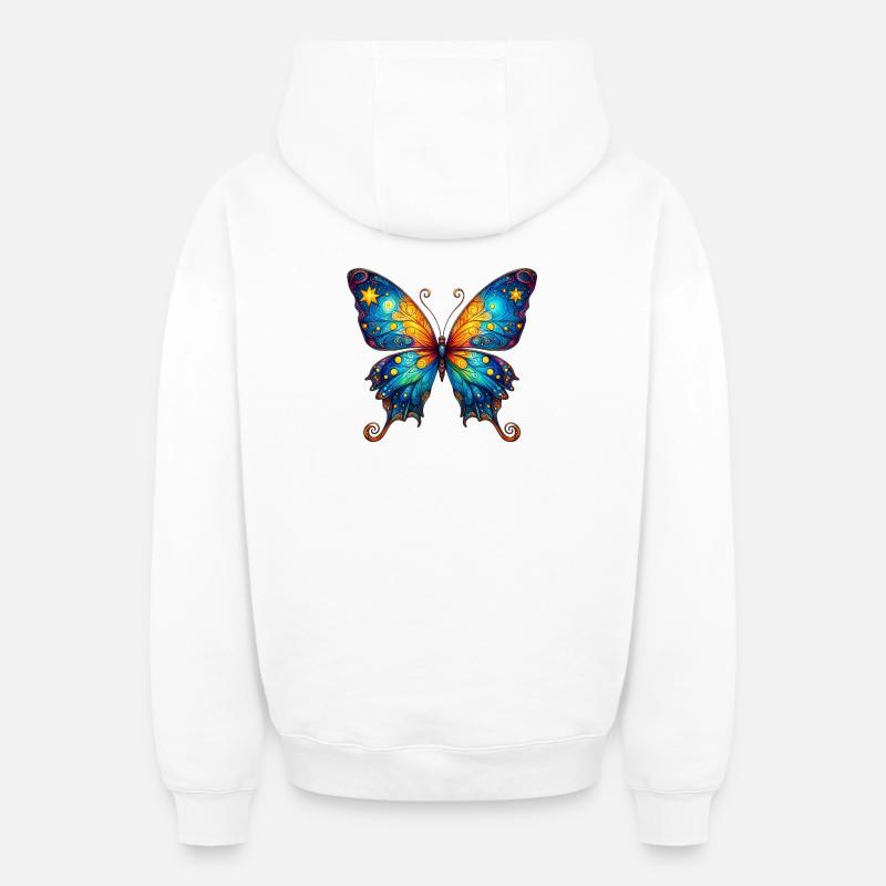 Papillon Van Gogh - Sweat à capuche unisexe zippé oversize épais SPREAD - blanc